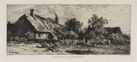 KG 14252
<br/>
Bourgondische huizen met rieten daken
<br/>
<em>Jacques, Charles (1813 - 1894)</em>